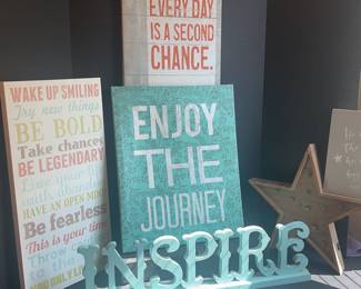 inspirational canvas, signs and decor