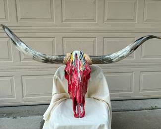 longhorn skull with synthetic horns
