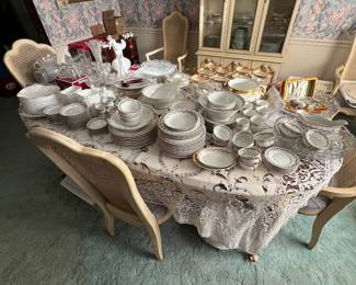Royal Doulton Plate Set, Milk Glass, Waterford Crystal