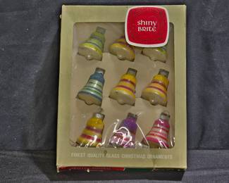 9 Vtg Shiny Brite Glass Bell Christmas Ornaments