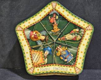 Happy Holidays Folk 5-Piece Christmas Ornament Set