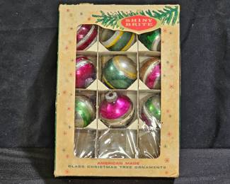 9 Vtg Shiny Brite Glass Christmas Tree Ornaments