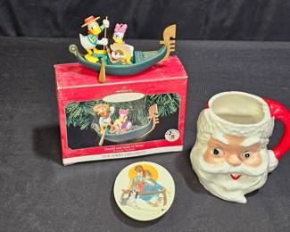 Donald & Daisy & Rockwell Ornaments + Santa Mug