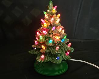 Small Handmade Ceramic Lighted Christmas Tree