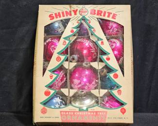 12 Vtg Shiny Brite Glass Christmas Tree Ornaments