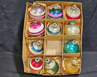 11 Vtg Shiny Brite Christmas Tree Ornaments