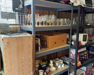 Storage Shelves, Glassware, Misc Kitchen Items and Decor