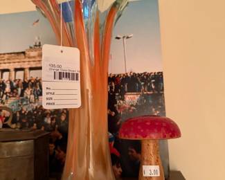 Orange Glass Blown Vase