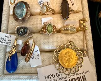 Austria Ducat Coin Pendant , Rings