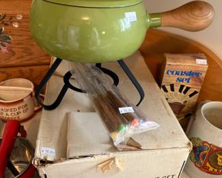 Porcelain Enameled Fondue Set