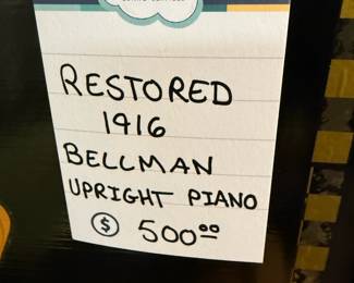 Restored 1916 Bellman Upright Piano
