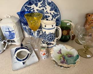 Blue and White Pitcher, Decorative Plates