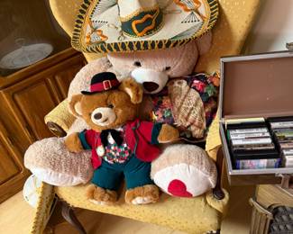 Vintage Wingback Chair, Stuffed Bears
