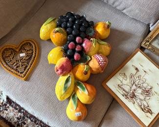 Majolica Italy Ceramiche d'Arte Large Ceramic Fruit Wall Art