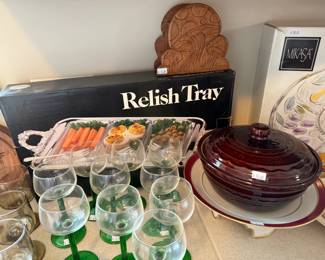 Glass Sets Relish Tray, Casserole Dishes