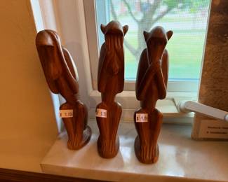 Vintage Folk Art Wood Carved Monkey