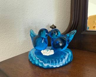 Glass Love Birds Caprice Blue