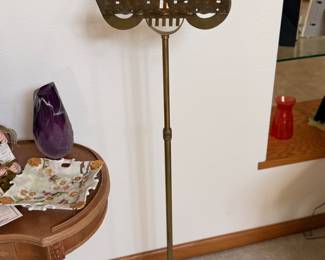Vintage Brass Adjustable Music Stand with Lyre Motif