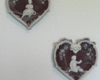 Vintage Incolay Heart Shaped Plaques