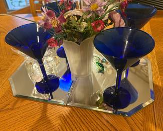 Cobalt Blue Martini Glasses 