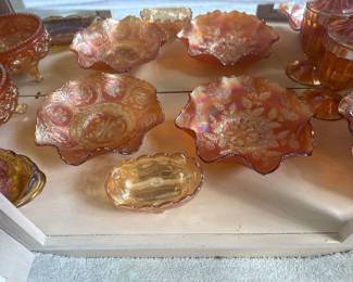 Antique Marigold Carnival Glass Dishes