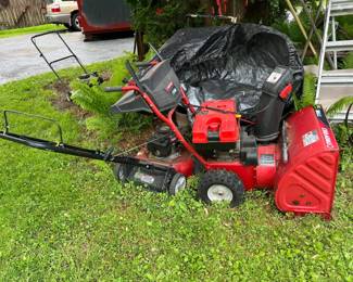 Lawn equipment, power tools, etc. Pictured: Toro snow blower and push lawn mower, both used.