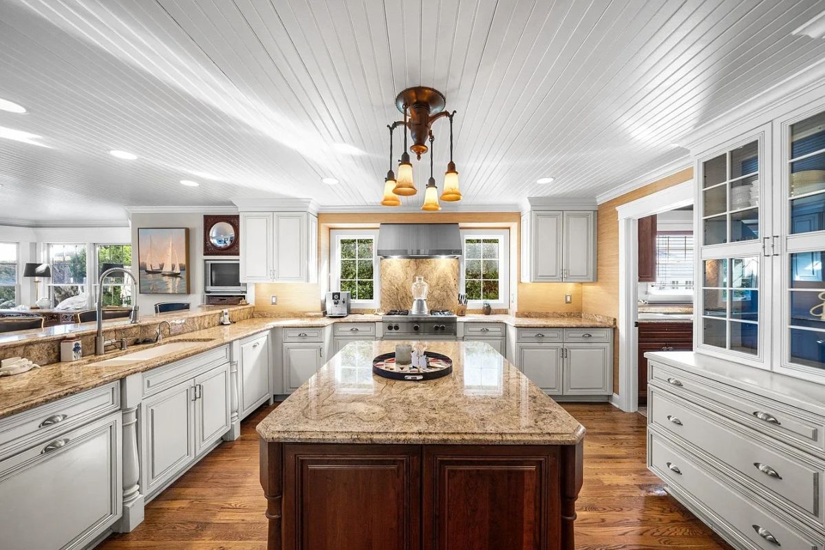 Chef's gourmet kitchen with extensive upper and lower cabinetry
