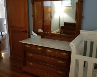Marble top dresser with mirror