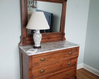 Marble top dresser with mirror