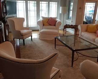 Living room furnishings by Williams Sonoma Home and Crate & Barrel