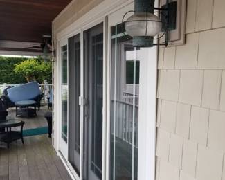 Sliding glass doors; exterior light fixtures