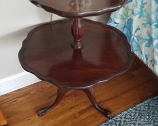 Two-tier piecrust edge tea table