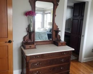 Marble top dresser with mirror
