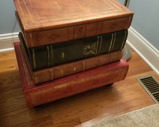 Faux stack of books table