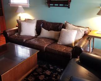 Distressed leather couch by Restoration Hardware