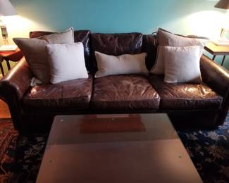 Distressed leather couch by Restoration Hardware