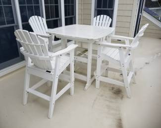 High top poly resin dining set mfg. by Seaside Casual Furniture Co. in Rhode Island