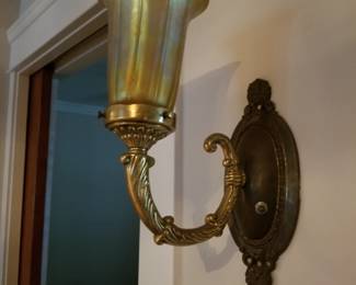 Favrile glass wall sconces - two available