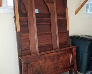 Unassembled Victorian full size bed - headboard, footboard and side rails