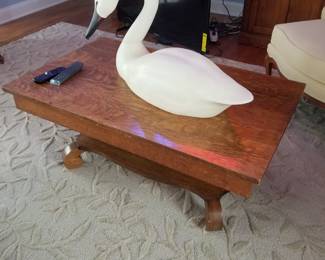 Coffee table; swan sculpture
