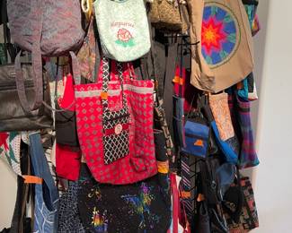 Bags of all sizes and shapes. Many monogramed and embroidered.