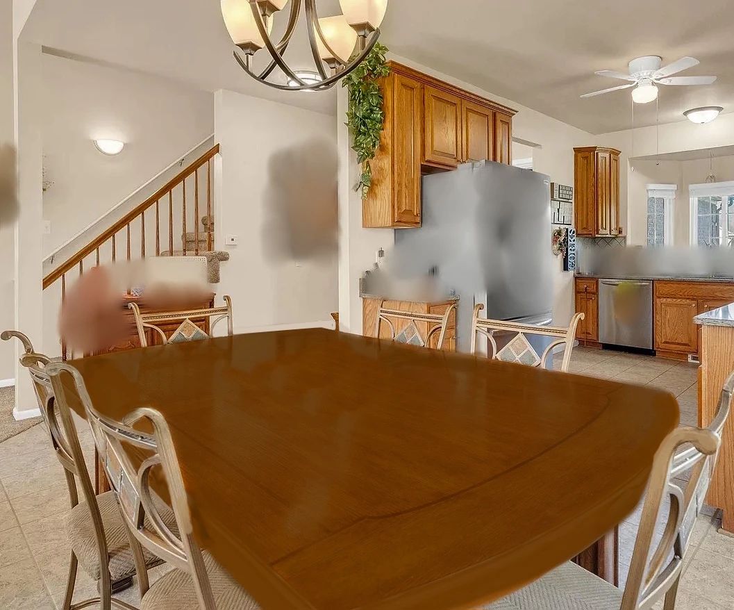 Wood Mahogany Dining Room Table with 6 Chairs