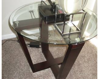 Glass Wood Side Table
