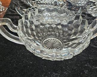 Vintage Fostoria American Clear Glass Two Handled Trophy Serving Bowl