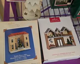 Hallmark Town Hall and Mayors Christmas Tree & Keepsake Korners Bicycle Shop Ornaments