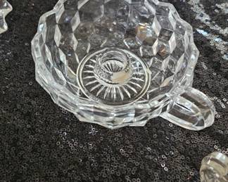 Vintage Fostoria American Clear Glass Chamber Candle Holder w/ Handle