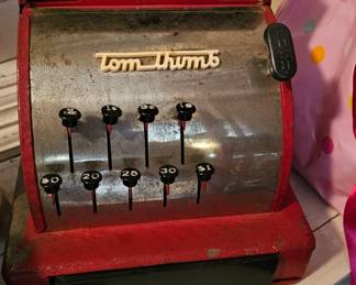 Antique Red Tom Thumb Toy Cash Register Toy Vintage
