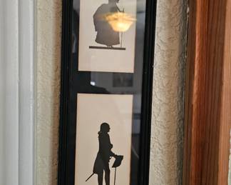 Framed Colonial Revival Silhouettes in Period Suit and Dress