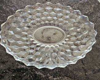 Fostoria White Hall Oval Serving and Snack Bowl with Cubist Pattern
