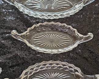 Vintage Fostoria American Clear Glass Relish Dishes
